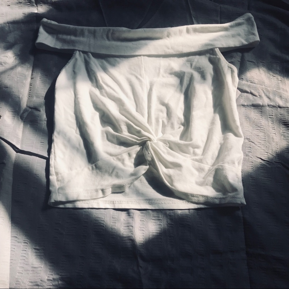 White off the shoulder crop top